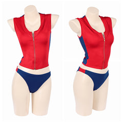 Cosplay Costume Summer Quinn Batwatch(2026) TV Cosplay Maillot de Bain Rouge et Bleu Femme
