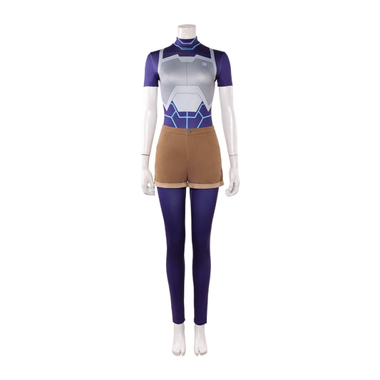 Cosplay Costume Tech Jacket Invincible 4(2026) TV Cosplay Tenue Bleue et Brune Femme