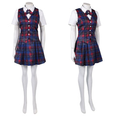 Cosplay Costume Tegan Coven Academy(2026) TV Cosplay Unifrome Bleue et Rouge Femme