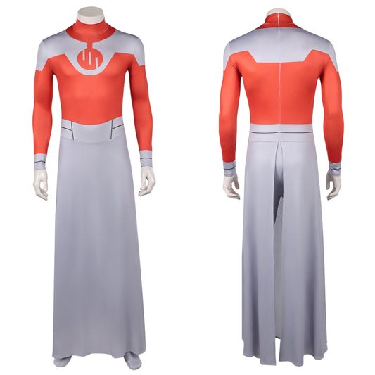 Cosplay Costume Thragg Invincible 4(2026) TV Cosplay Combinaison Rouge et Grise Tenue Homme
