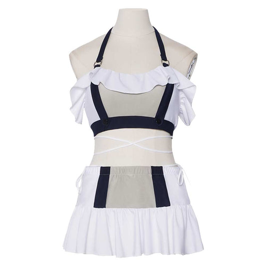 Cosplay Costume Tifa Lockhart Final Fantasy Jeu Cosplay Maillot de Bain Blanc et Noir Femme