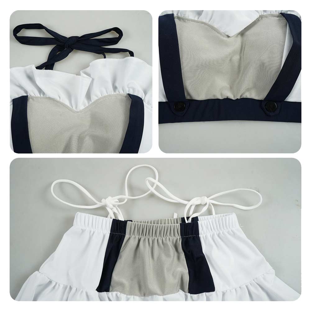 Cosplay Costume Tifa Lockhart Final Fantasy Jeu Cosplay Maillot de Bain Blanc et Noir Femme