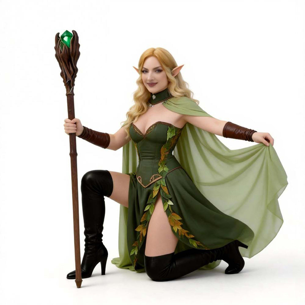 Cosplay Costume Titania Le Songe d'Une Nuit d'Eté Théâtre Cosplay Robe Verte Femme   
