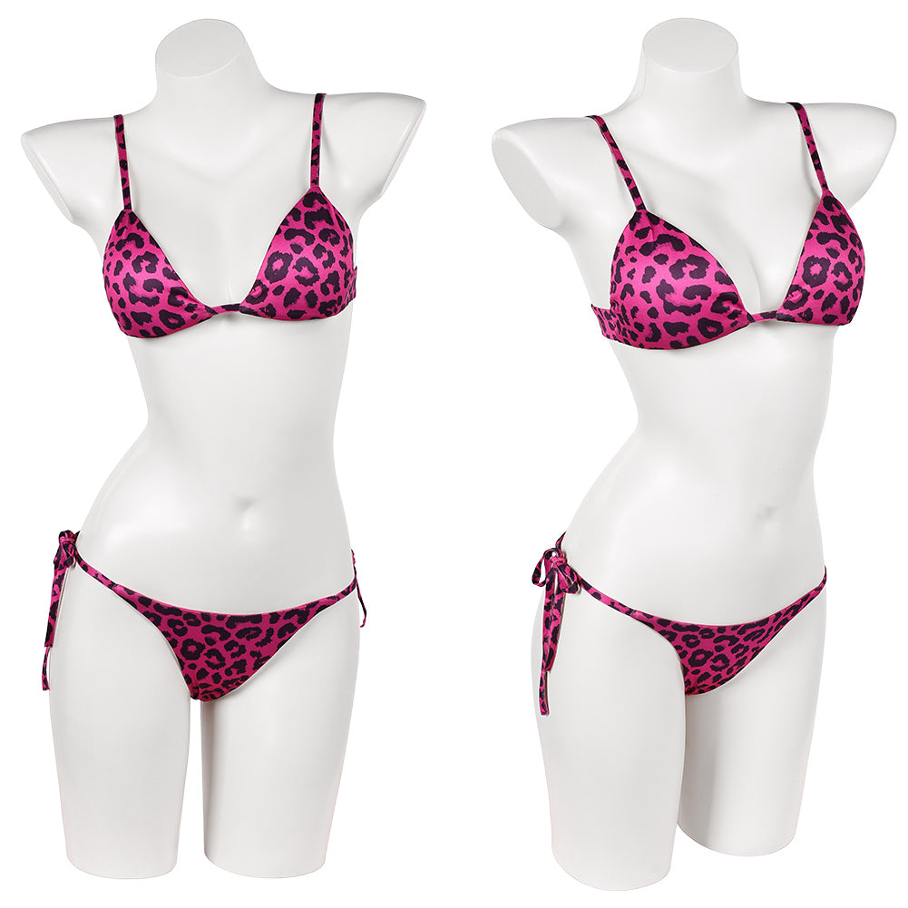 Cosplay Costume Tommy Lucia Caminos GTA(2026) Jeu Cosplay Maillot de Bain Bikini Rose à Imprimé Léopard Femme