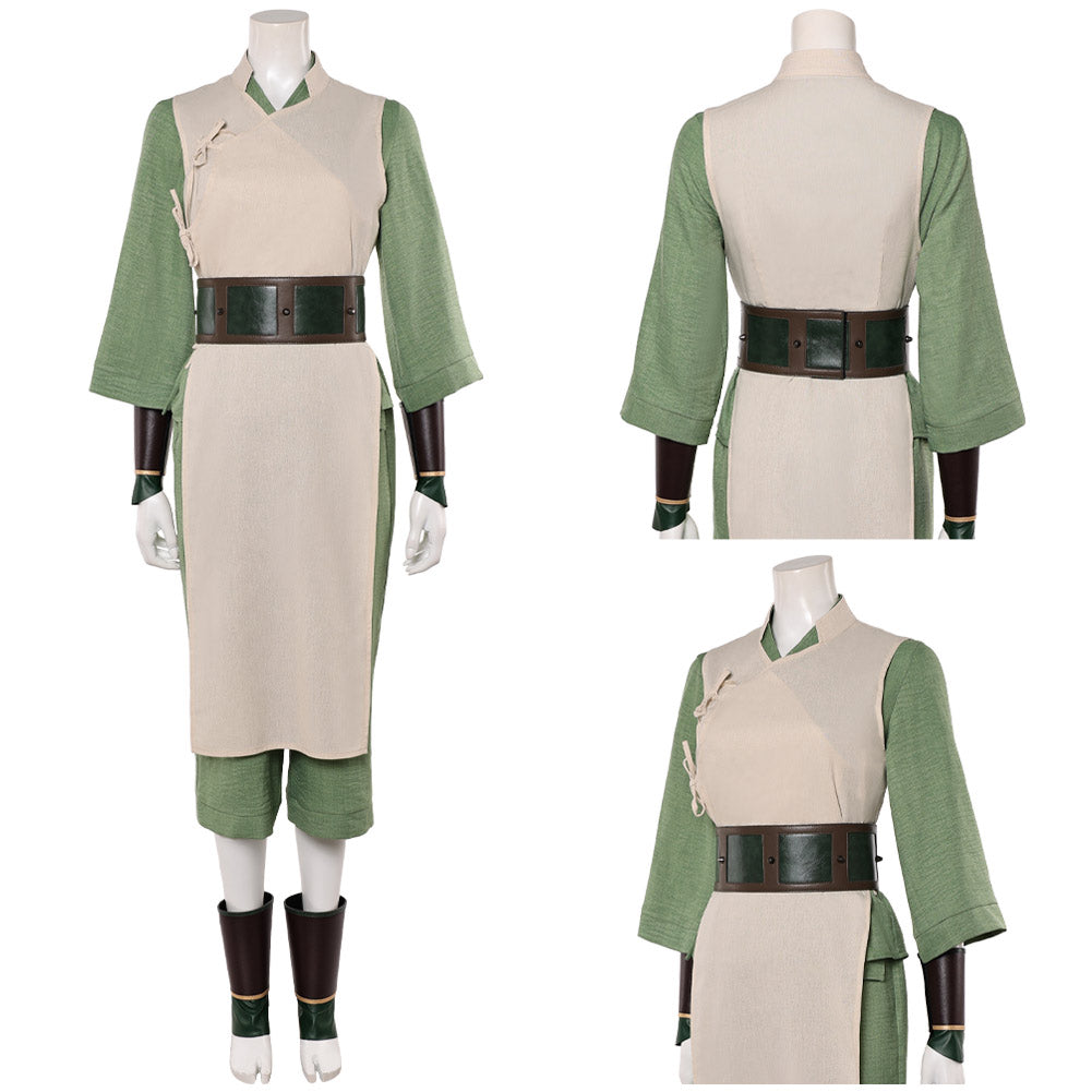 Cosplay Costume Toph Beifong Avatar: The Last Airbender 2(2026) TV Cosplay Tenue Beige et Verte Femme
