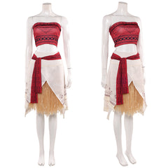 Cosplay Costume Vaiana La Légende du Bout du Monde(2026) Film Cosplay Bustier Rouge+Jupe Beige Femme
