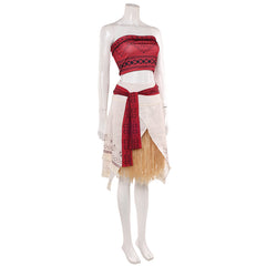 Cosplay Costume Vaiana La Légende du Bout du Monde(2026) Film Cosplay Bustier Rouge+Jupe Beige Femme
