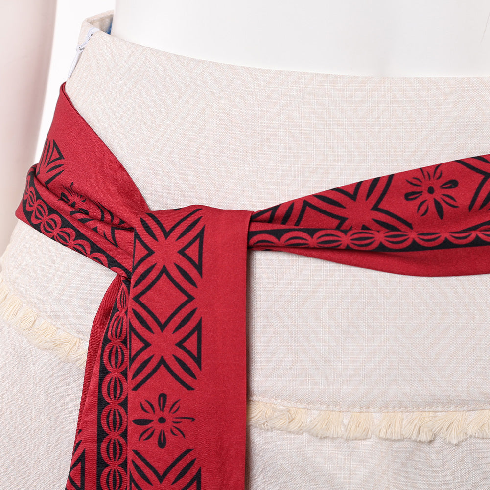 Cosplay Costume Vaiana La Légende du Bout du Monde(2026) Film Cosplay Bustier Rouge+Jupe Beige Femme