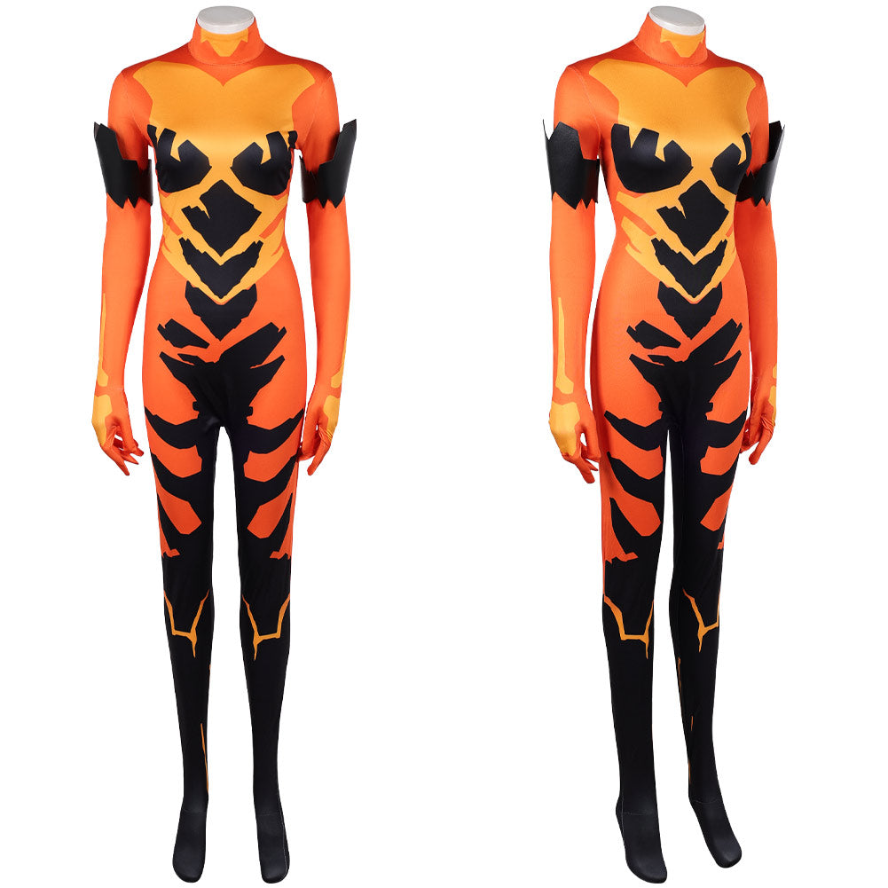 Cosplay Costume Volcanikka Invincible 4(2026) TV Cosplay Combinaison Orange et Noire Femme