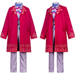 Cosplay Costume Willy Wonka Charlie et la Chocolaterie Film Cosplay Tenue Rose Homme