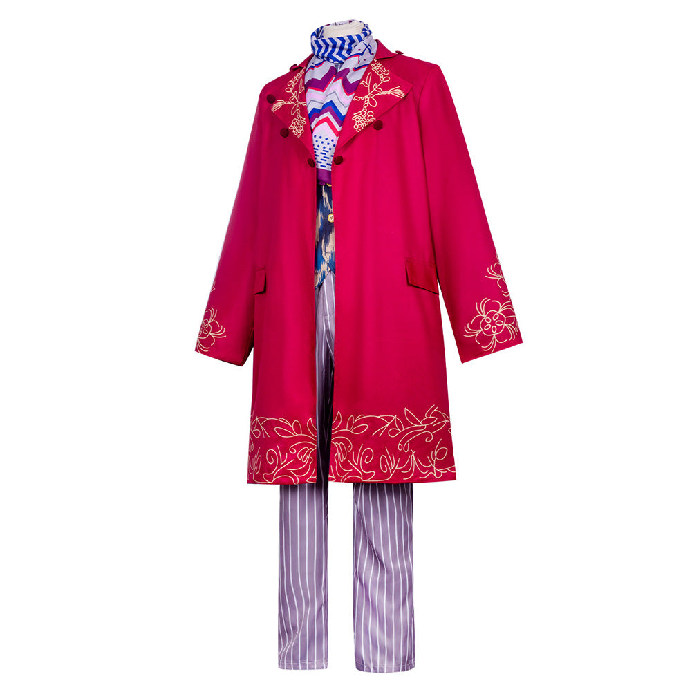 Cosplay Costume Willy Wonka Charlie et la Chocolaterie Film Cosplay Tenue Rose Homme