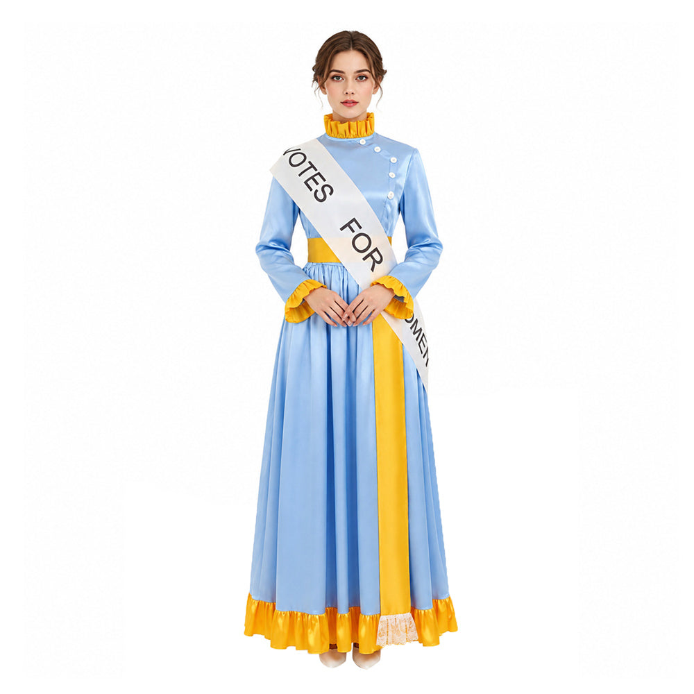 Cosplay Costume Winifred Banks Mary Poppins(1964) Film Cosplay Robe Bleue Femme