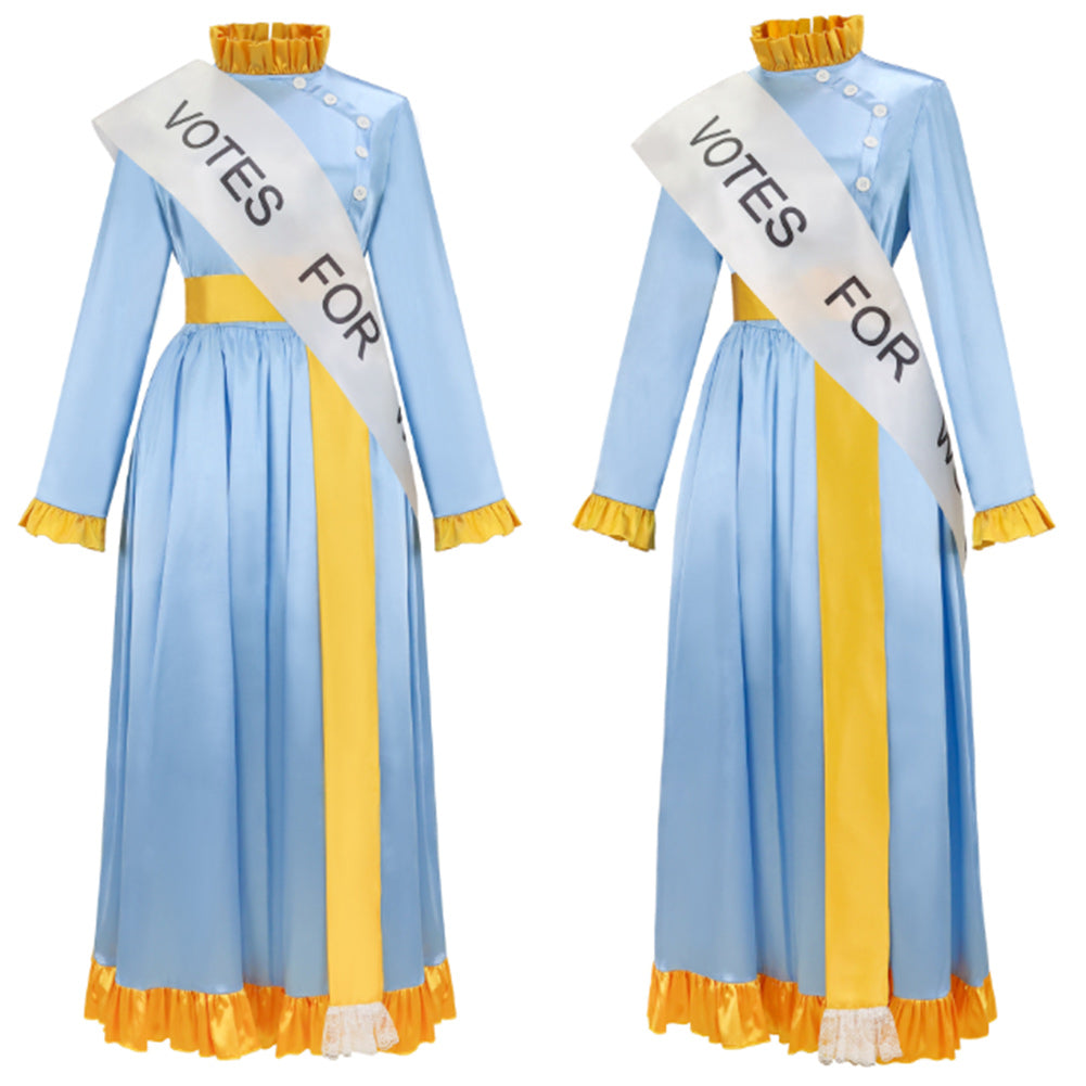 Cosplay Costume Winifred Banks Mary Poppins(1964) Film Cosplay Robe Bleue Femme