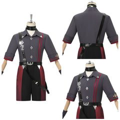 Cosplay Costume Wriothesley Genshin Impact Jeu Cosplay Tenue Grise et Noire Homme