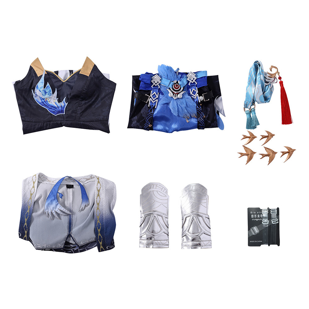 Cosplay Costume Yangyang Xuanling Wuthering Waves Jeu Cosplay Robe Bleue et Grise Femme