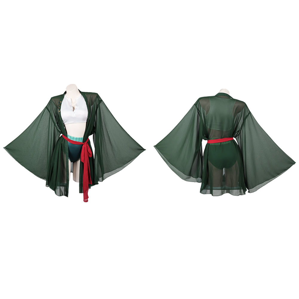 Cosplay Costume Zoro One Piece Live Action 2(2026) TV Cosplay Maillot de Bain Vert Femme