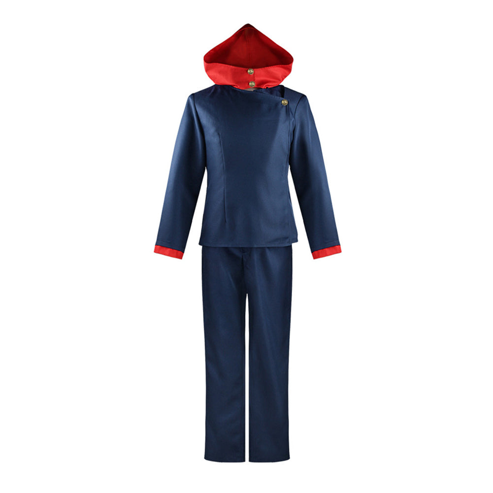 Déguisement Anime JJK Yuji Itadori Tenue de Sweat-shrit Costume Bleu et Rouge