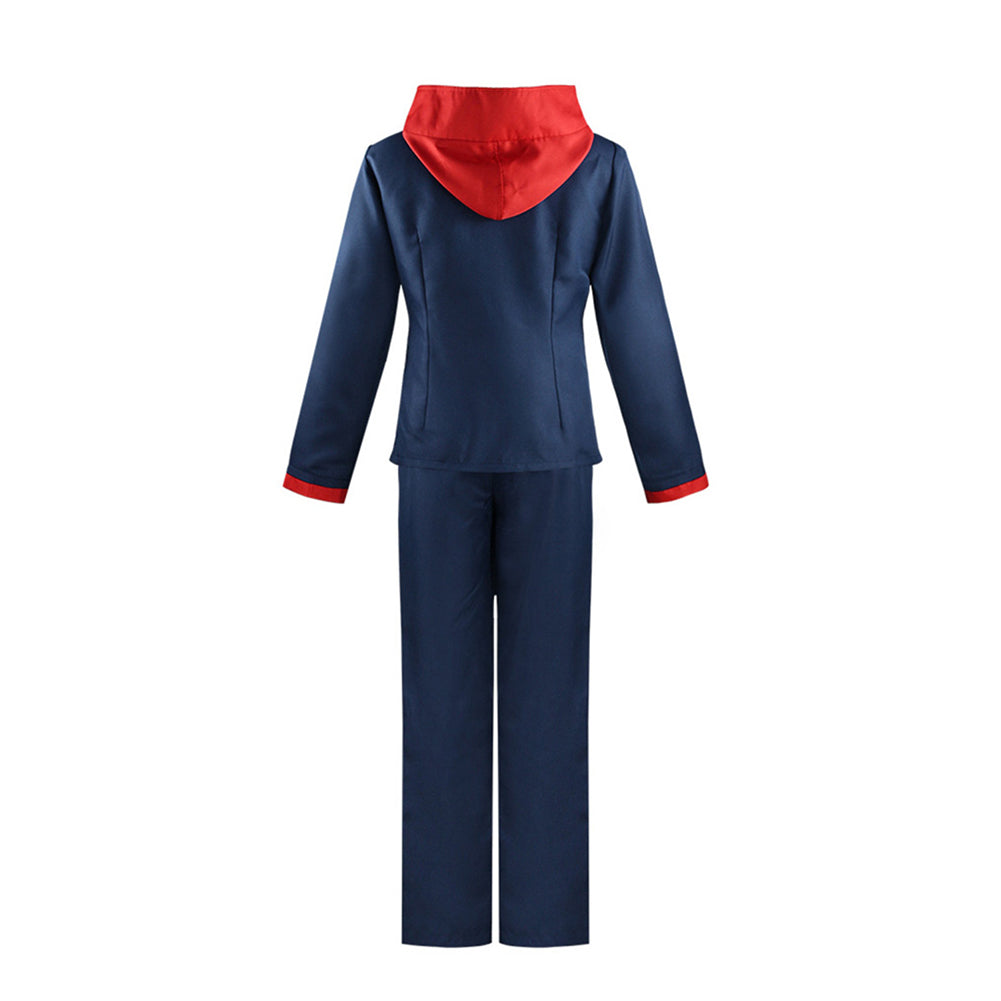 Déguisement Anime JJK Yuji Itadori Tenue de Sweat-shrit Costume Bleu et Rouge