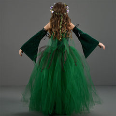 Déguisement Fille Elf Robe Vert Foncé Costume pour Halloween