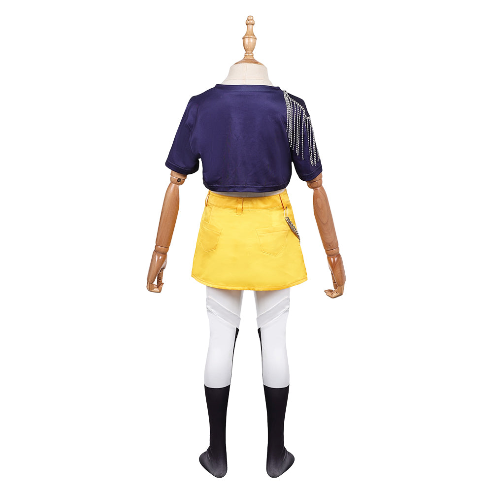 Enfant KPop Demon Hunters(2025) Mira Tenue Bleue et Jaune Cosplay Costume