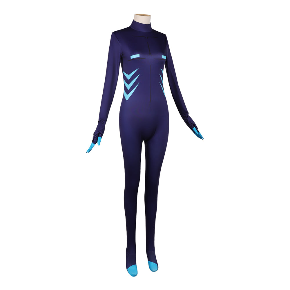 Femme Hazbin Hotel 2 Vox Combinaison Bleue Cosplay Costume