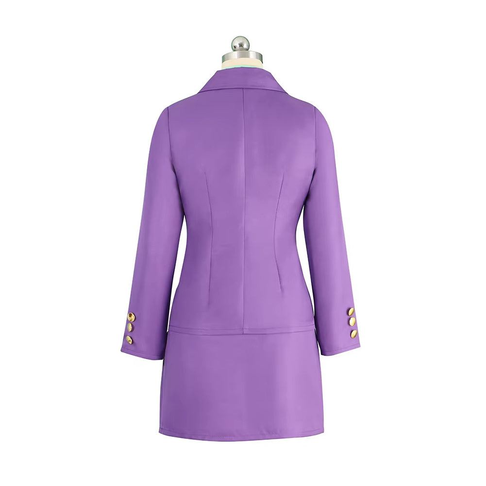 Femme JJBA Yoshikage Kira Tenue Violette Cosplay Costume