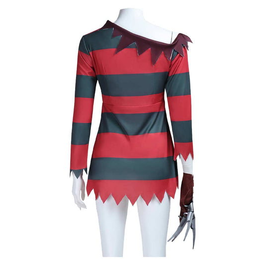 Femme Les Griffes de La Nuit Freddy Krueger Tenue avec Chapeau Cosplay Costume