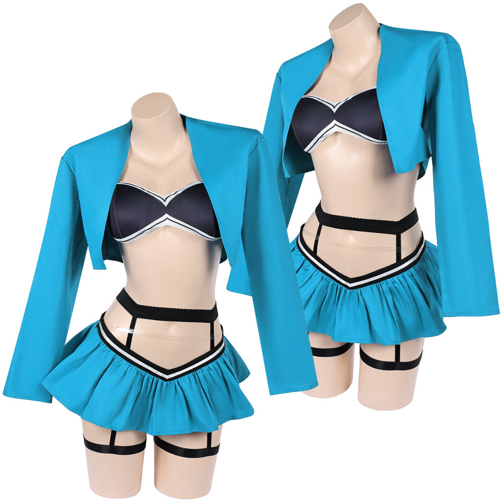 Femme Lingerie Sexy Bleue et Noire Cosplay Costume Carnaval