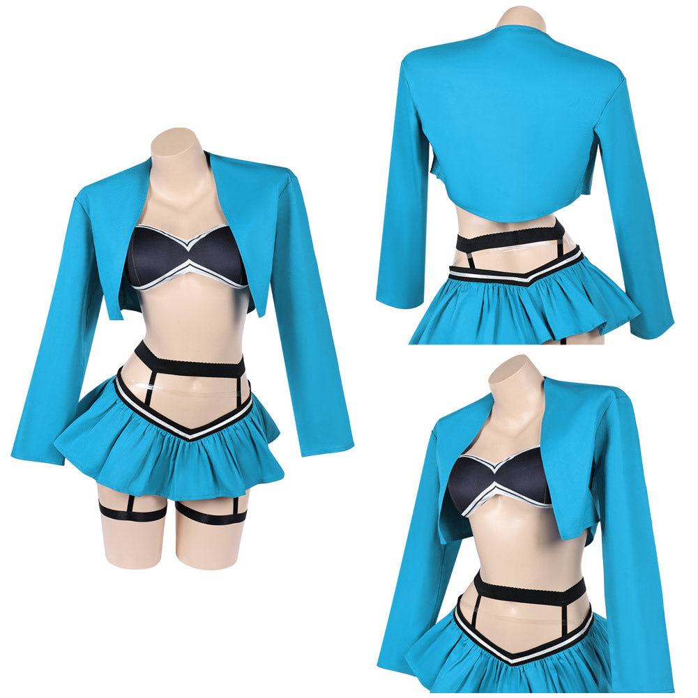 Femme Lingerie Sexy Bleue et Noire Cosplay Costume Carnaval