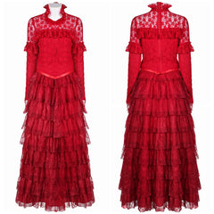 Film Beetlejuice 1988 Lydia Deetz Robe Rouge Cosplay Costume
