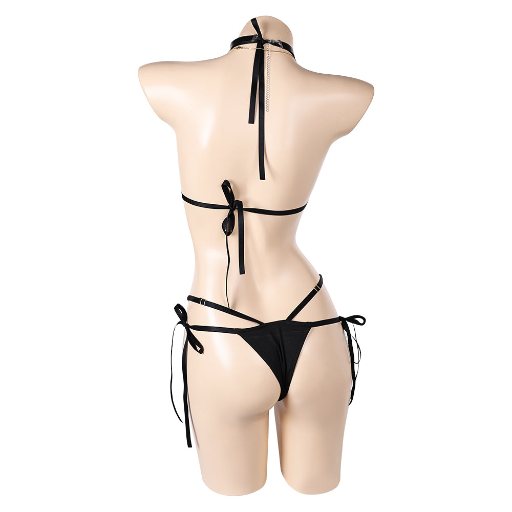 Final Fantasy Tifa Lockhart Maillot de Bain Bikini Imprimé Noir Cosplay Costume
