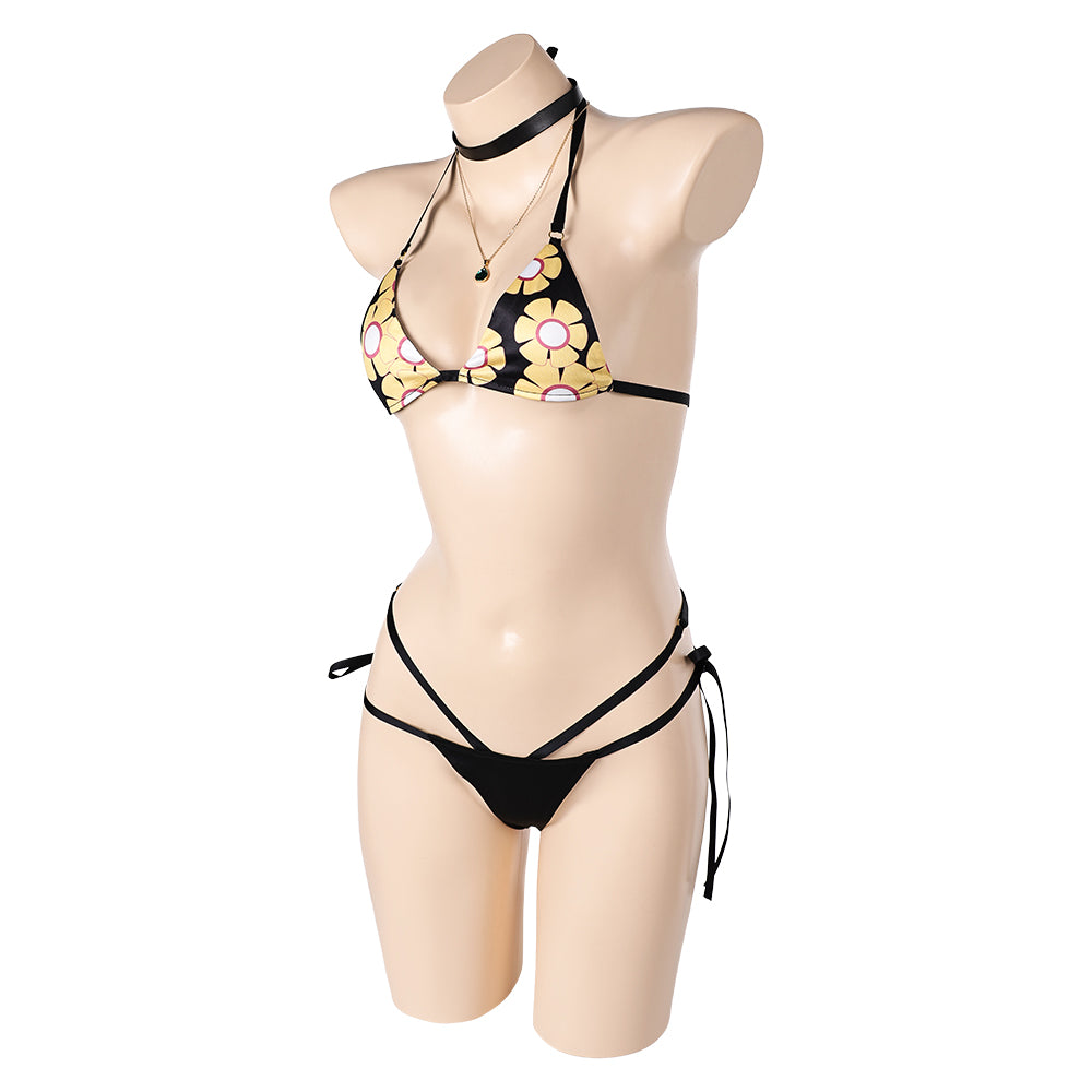 Final Fantasy Tifa Lockhart Maillot de Bain Bikini Imprimé Noir Cosplay Costume
