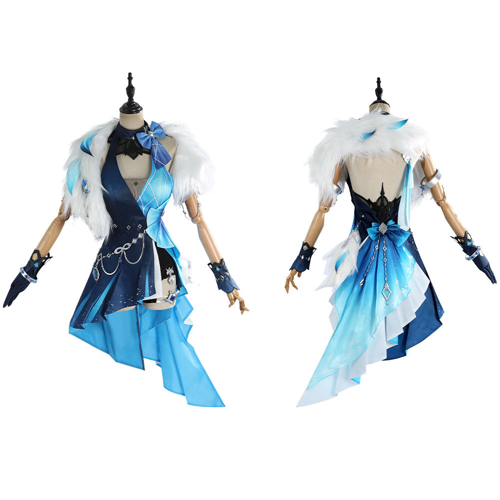 Genshin Impact Yelan Tenue Bleue et Noire Cosplay Costume