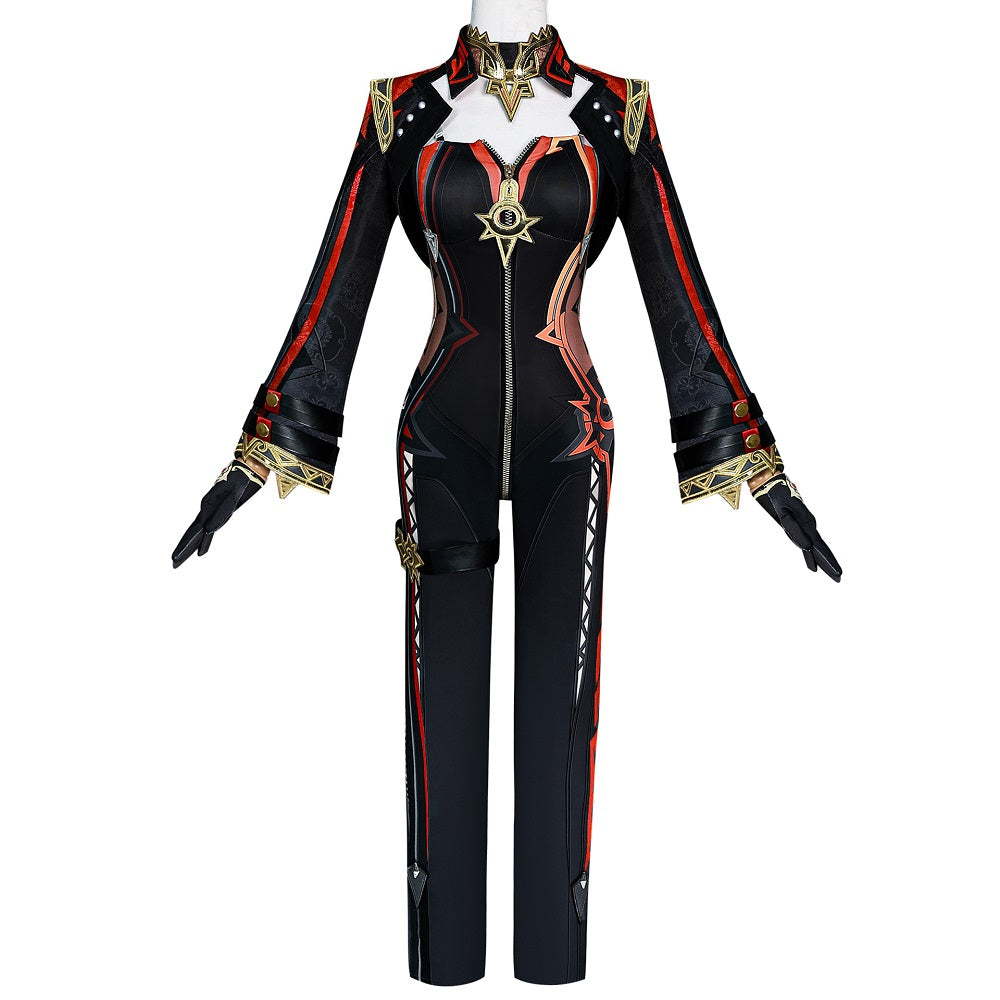 Cosplay Costume Mavuika Genshin Impact Jeu Cosplay Tenue Noire et Rouge Femme