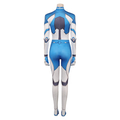 Invisible Woman Susan Storm Combinaison Bleue et Blanche Cosplay Costume