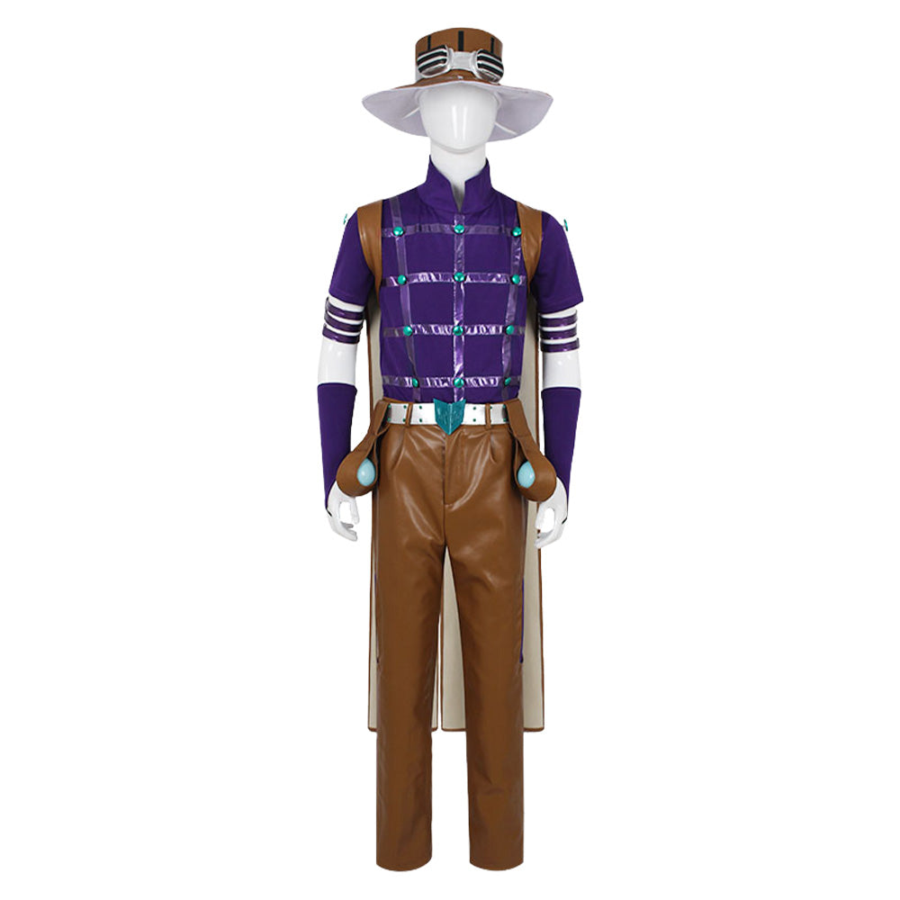JJBA Gyro Zeppeli Tenue Violette et Brune Cosplay Costume