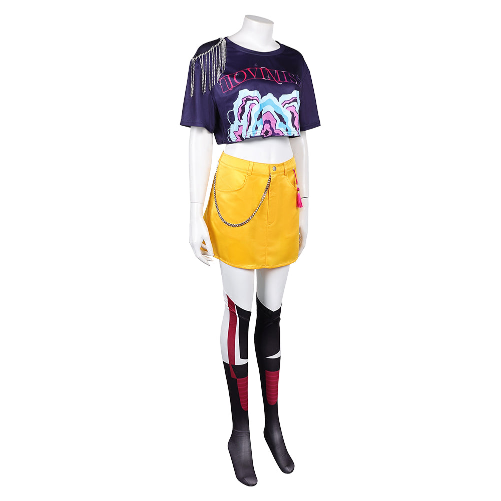 KPop Demon Hunters(2025) Mira Tenue Bleue et Jaune Cosplay Costume
