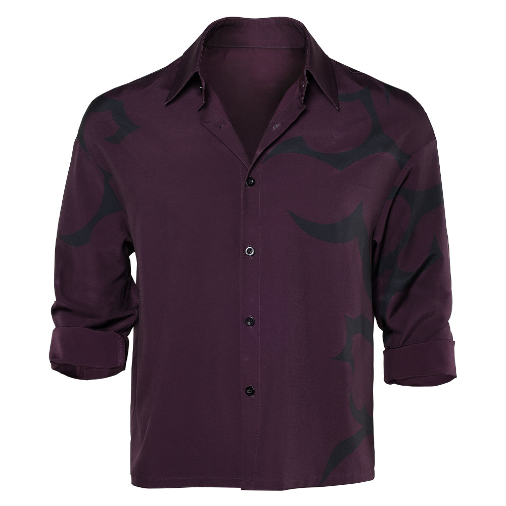 KPop Demon Hunters(2025) Saja Boys Jinu Chemise Imprimée Noire et Violette Cosplay Costume