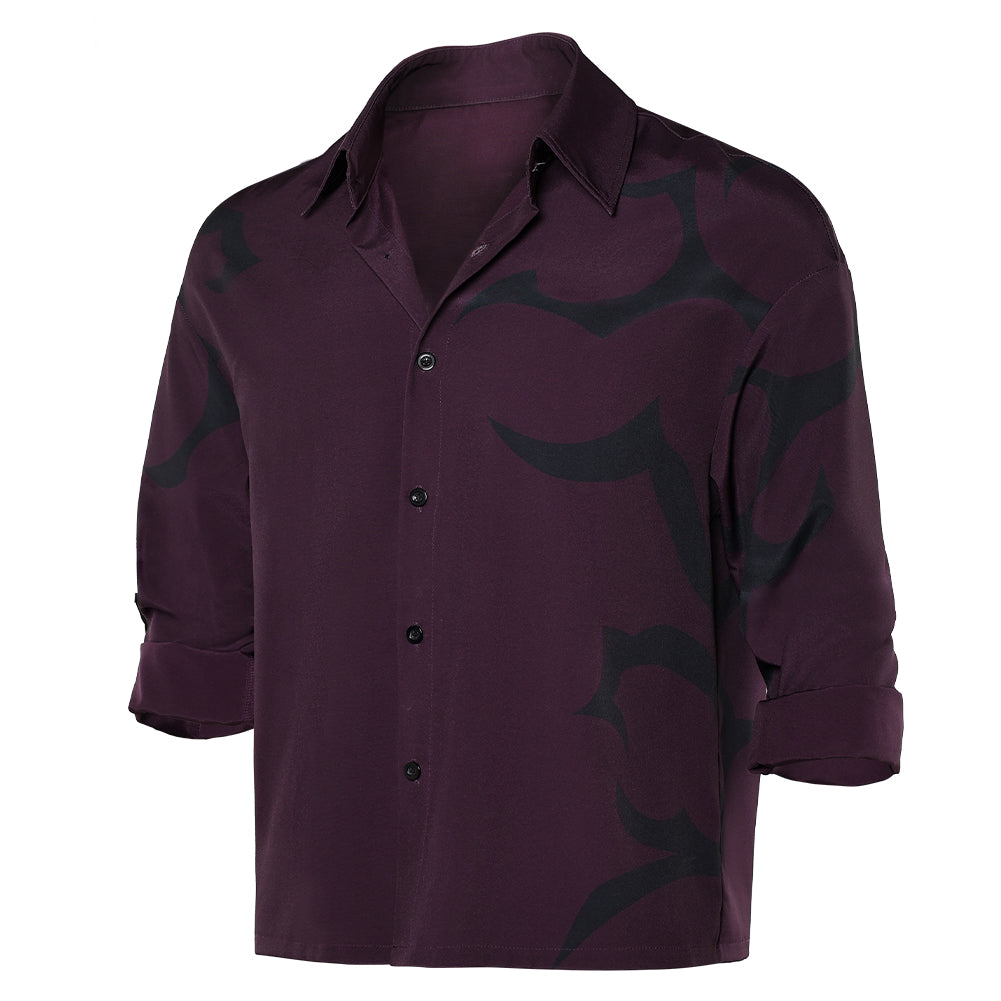 KPop Demon Hunters(2025) Saja Boys Jinu Chemise Imprimée Noire et Violette Cosplay Costume
