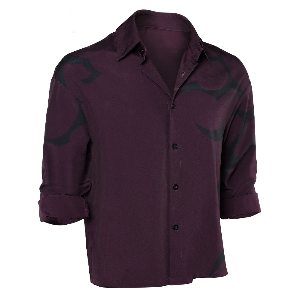 KPop Demon Hunters(2025) Saja Boys Jinu Chemise Imprimée Noire et Violette Cosplay Costume