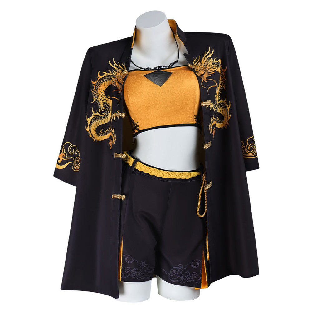 Naraka: Bladepoint Lannie Tenue Noire et Orange Cosplay Costume