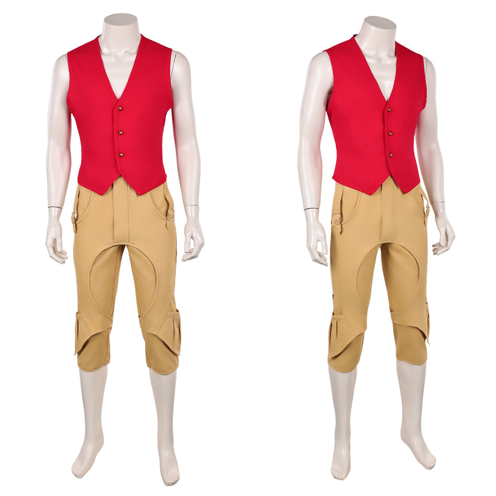 One Piece Live-action 2(2026) Monkey D. Luffy Tenue Rouge et Marron Cosplay Costume