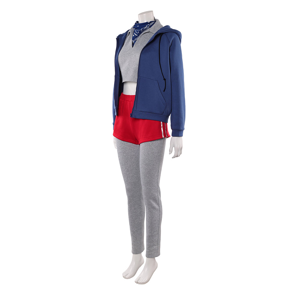 Stranger Things Saison 5(2025) Elven Tenue Grise avec Veste Bleue Cosplay Costume