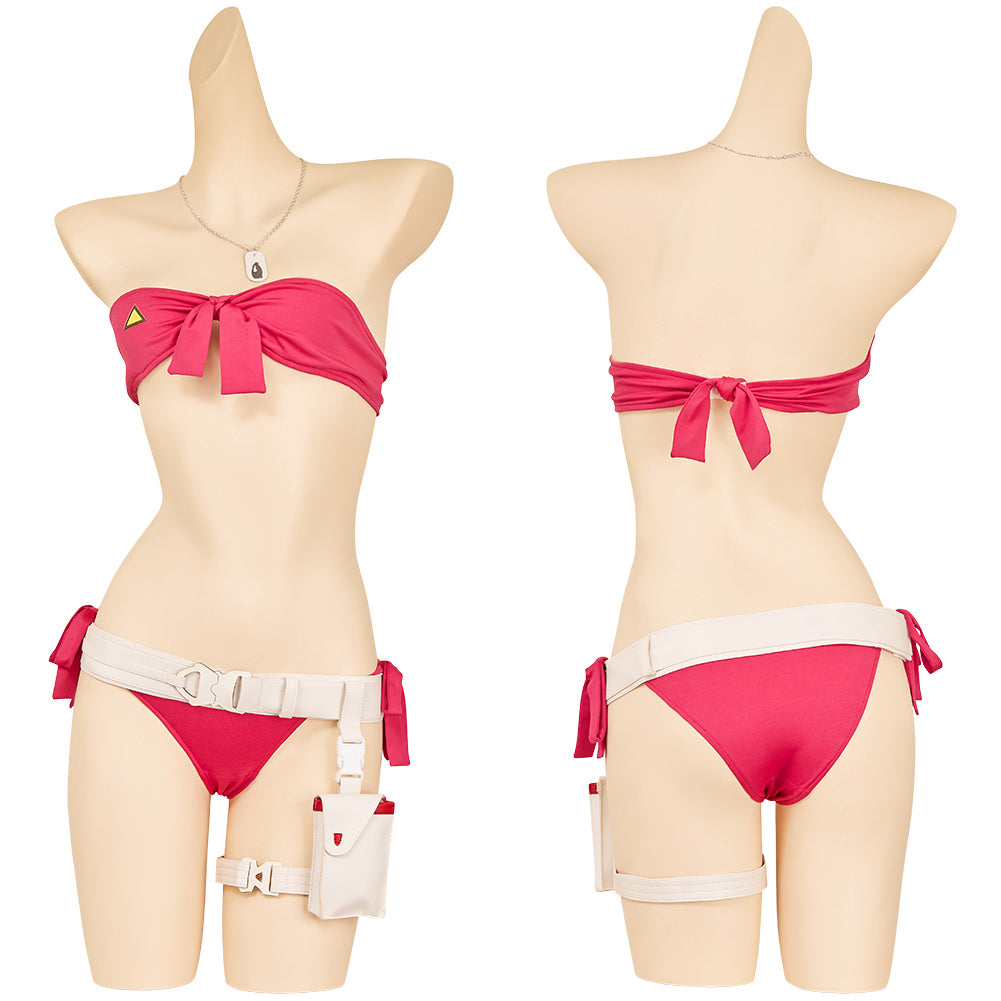 Street Fighter 6 Cammy White Maillot de Bain Bikini Rose et Blanc Cosplay Costume