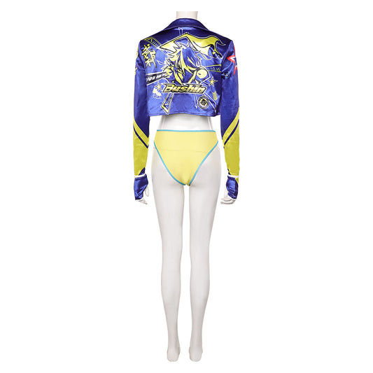 Street Fighter 6 Kimberly Maillot de Bain Bikini Jaune et Bleue Cosplay Costume