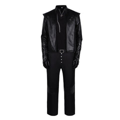 The Witcher Geralt of Rivia Loup Blanc Tenue Noire Cosplay Costume