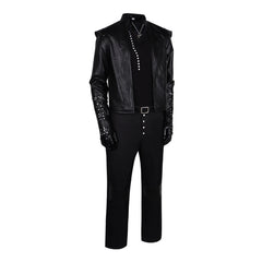 The Witcher Geralt of Rivia Loup Blanc Tenue Noire Cosplay Costume