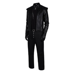 The Witcher Geralt of Rivia Loup Blanc Tenue Noire Cosplay Costume