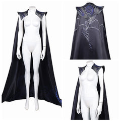 Wicked: For Good(2025) Elphaba Cape Noire à Imprimé Motif Bleu Cosplay Costume