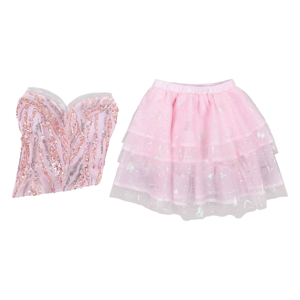 Wicked: For Good(2025) Glinda Jupe de Ballet Rose Cosplay Costume